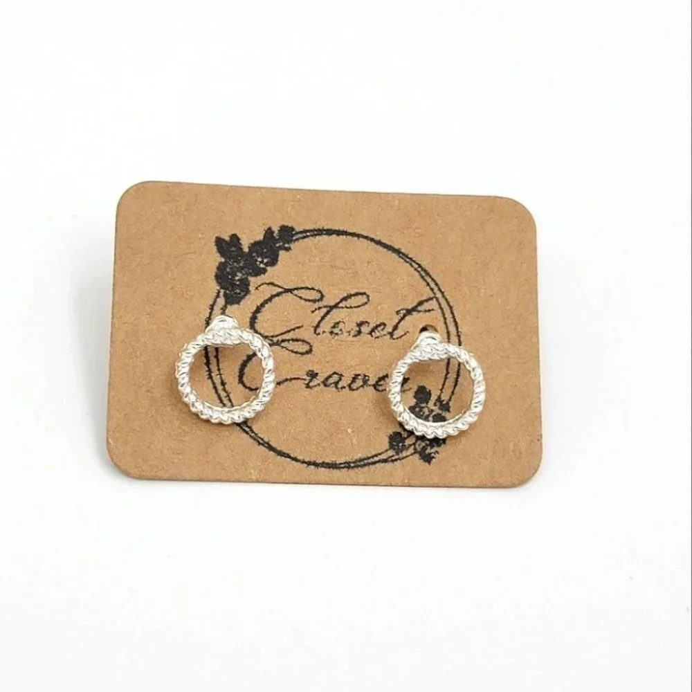 3/$15 Mini Silver Round Rope Stud Earrings Minimalist Womens Girls Jewelry